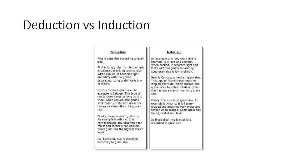 Deduction vs Induction 