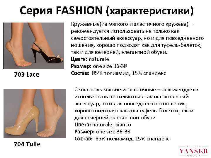 Серия FASHION (характеристики) 703 Lace 704 Tulle Кружевные(из мягкого и эластичного кружева) – рекомендуется