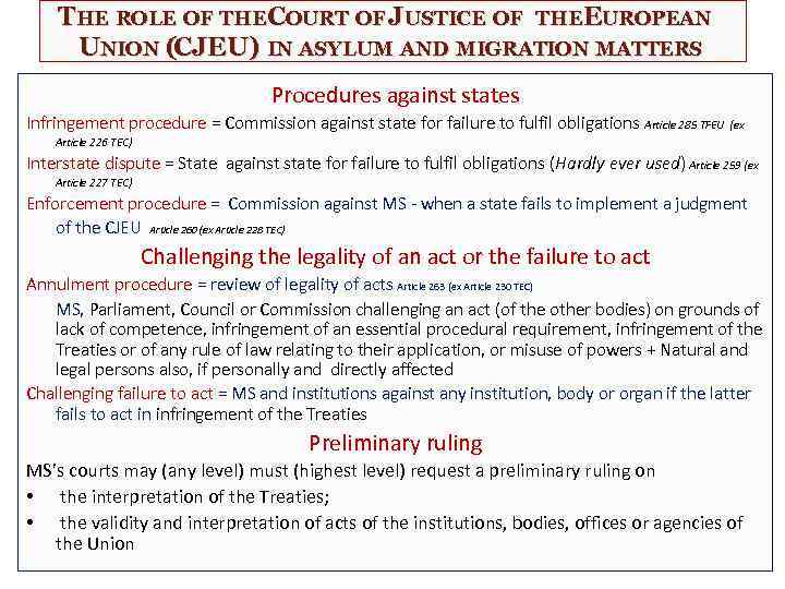 THE ROLE OF THECOURT OF JUSTICE OF THEEUROPEAN UNION (CJEU) IN ASYLUM AND MIGRATION