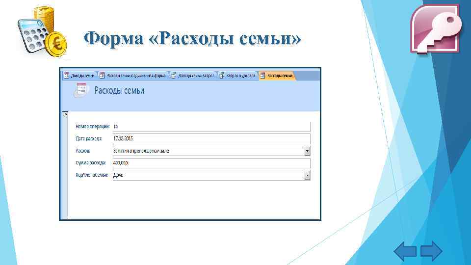 Форма «Расходы семьи» 