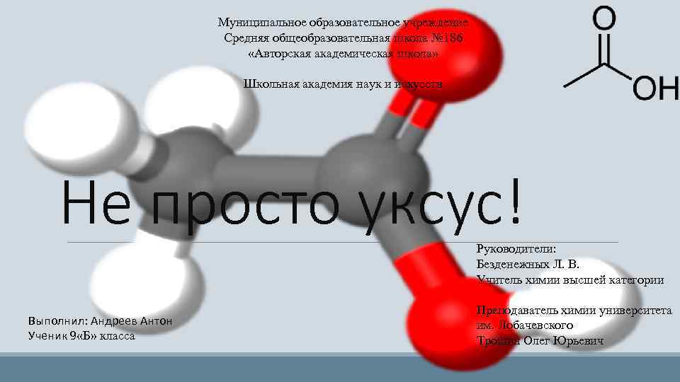 Муниципальное образовательное учреждение Средняя общеобразовательная школа № 186 «Авторская академическая школа» Школьная академия наук