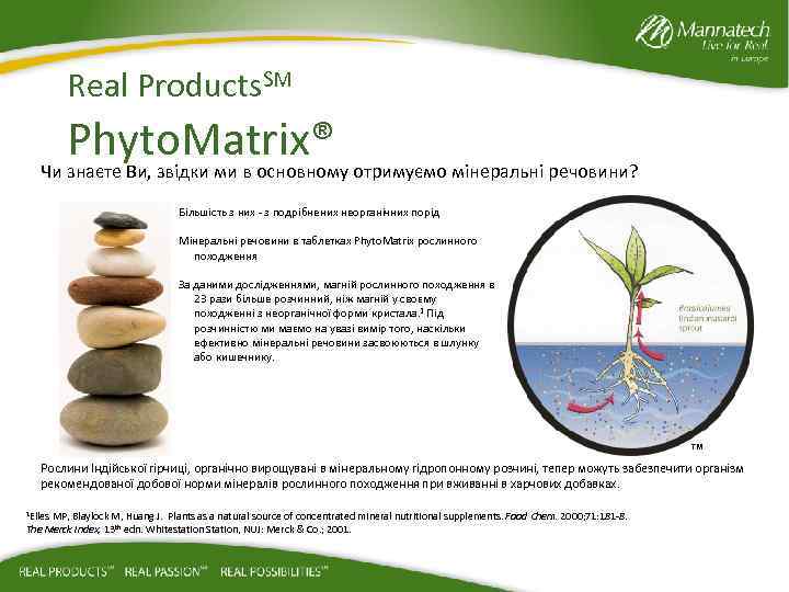 Real Products. SM Phyto. Matrix® Чи знаєте Ви, звідки ми в основному отримуємо мінеральні