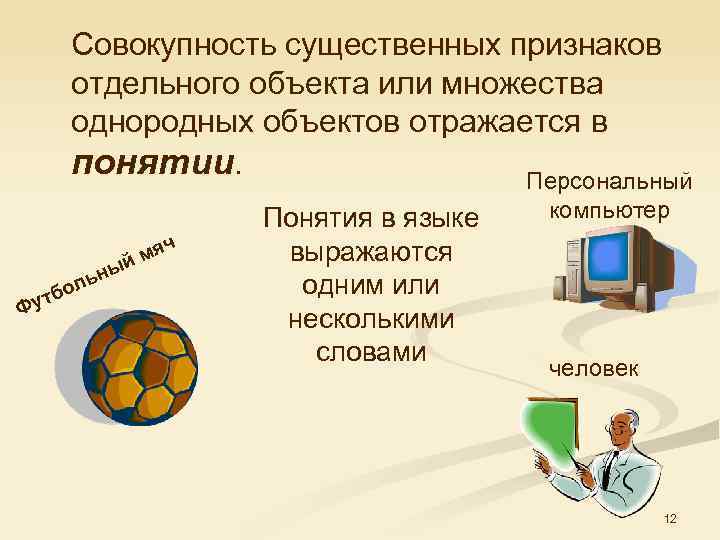 Совокупность существенных признаков отдельного объекта или множества однородных объектов отражается в понятии. Персональный ч