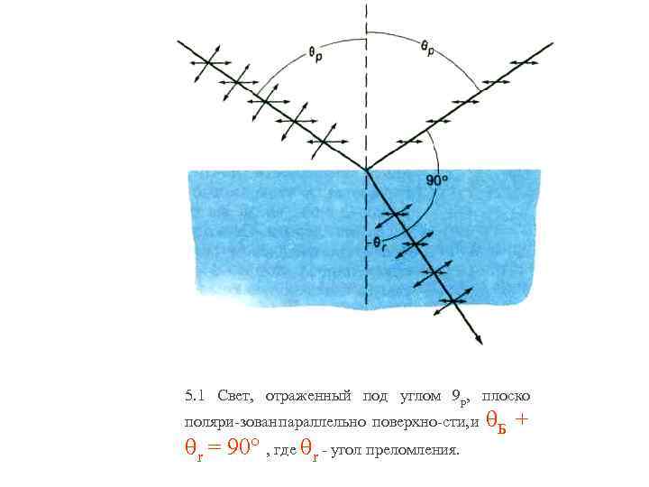 5. 1 Свет, отраженный под углом 9 р, плоско поляри зован параллельно поверхно сти,