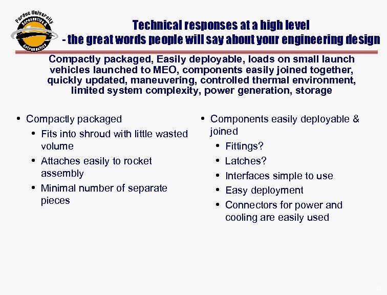 Technical responses at a high level - the great words people will say about