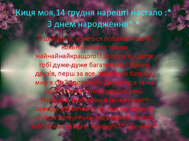 Киця моя, 14 грудня нарешті настало : * З днем народження^ ^ В цей