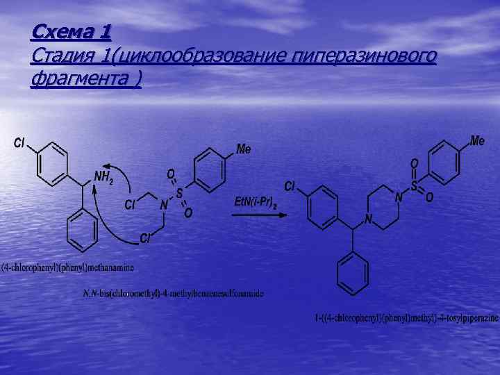 Схема 1 Стадия 1(циклообразование пиперазинового фрагмента ) 