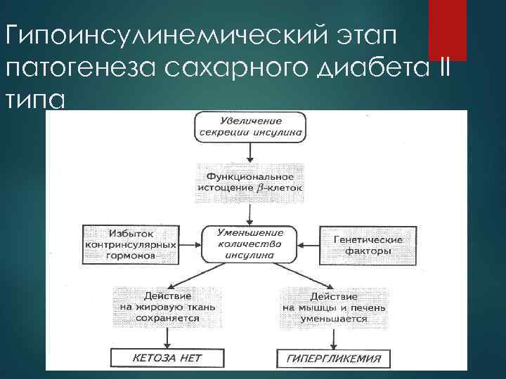 Гипоинсулинемический этап патогенеза сахарного диабета II типа 