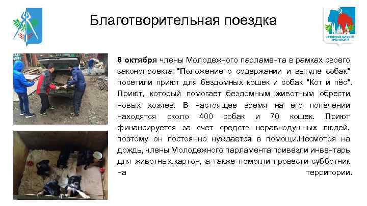 Благотворительная поездка 8 октября члены Молодежного парламента в рамках своего законопроекта 