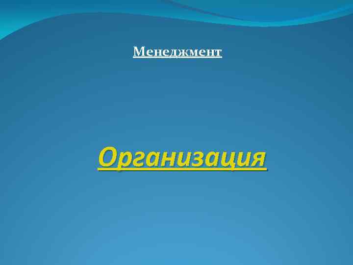 Менеджмент Организация 