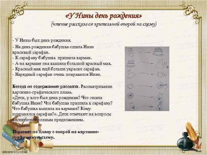  «У Нины день рождения» (чтение рассказа со зрительной опорой на схему) - У