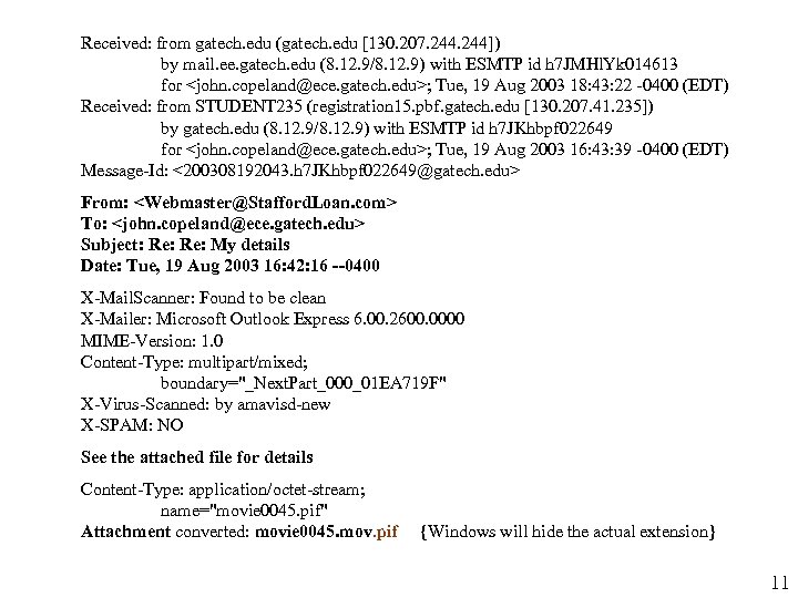 Received: from gatech. edu (gatech. edu [130. 207. 244]) by mail. ee. gatech. edu