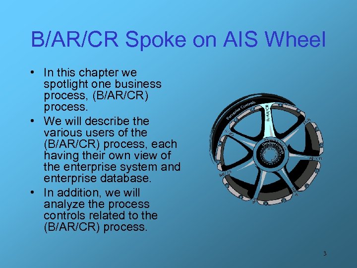 B/AR/CR Spoke on AIS Wheel • In this chapter we spotlight one business process,