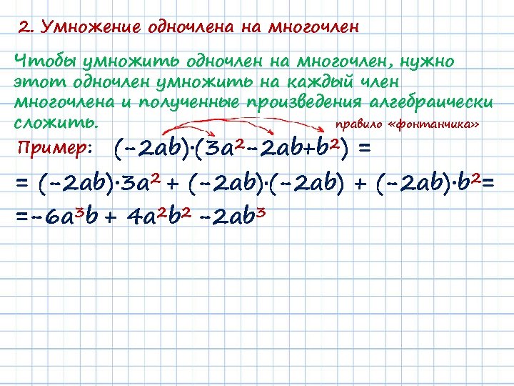 Калькулятор многочленов 7. Правило умножения одночлена на многочлен. Правило умножения одночлена на многочлен 7 класс. Умножение одночлена на многочлен примеры. Алгоритм умножения одночлена на многочлен 7 класс.