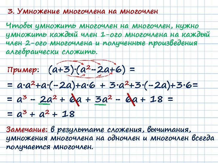 Умножение многочлена на многочлен 7 класс. Умножение многочлена на многочлен 7 класс правило. Умножение многочлена на многочлен объяснение. Правило умножения многочлена на многочлен. Умножение многочлена на многочлен кратко.