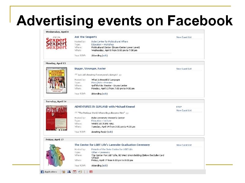 Advertising events on Facebook 