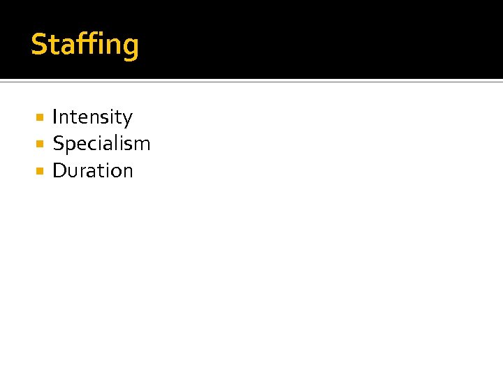 Staffing Intensity Specialism Duration 
