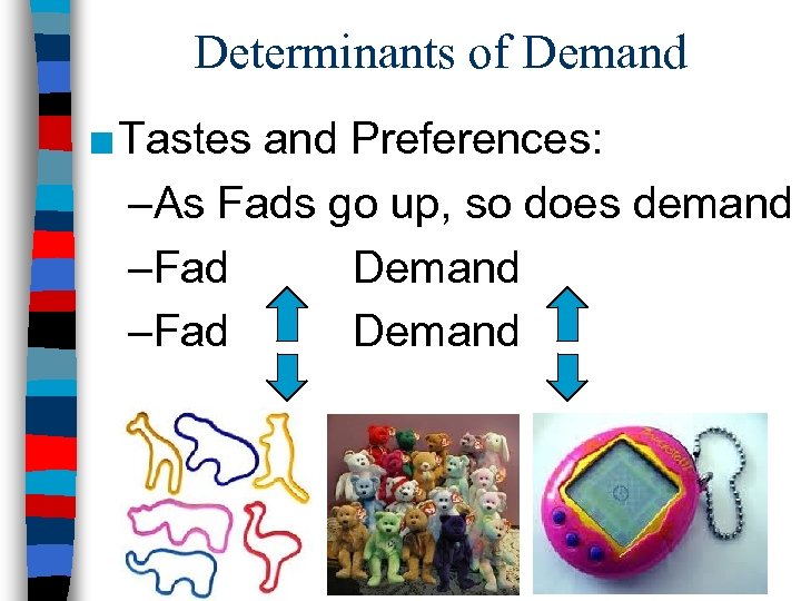 Determinants of Demand ■ Tastes and Preferences: –As Fads go up, so does demand