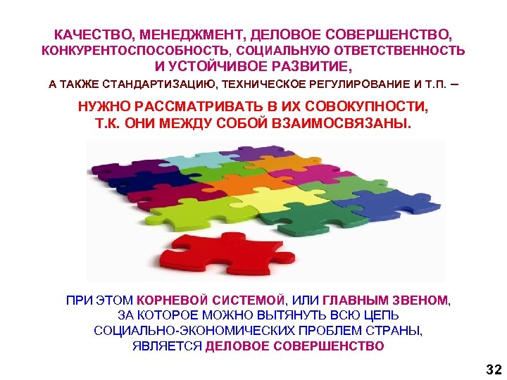 КАЧЕСТВО, МЕНЕДЖМЕНТ, ДЕЛОВОЕ СОВЕРШЕНСТВО, КОНКУРЕНТОСПОСОБНОСТЬ, СОЦИАЛЬНУЮ ОТВЕТСТВЕННОСТЬ И УСТОЙЧИВОЕ РАЗВИТИЕ, А ТАКЖЕ СТАНДАРТИЗАЦИЮ, ТЕХНИЧЕСКОЕ