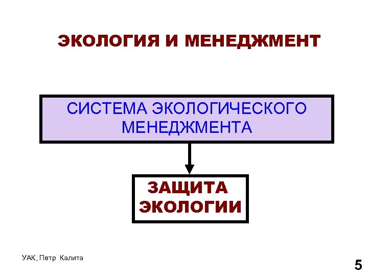 ЭКОЛОГИЯ И МЕНЕДЖМЕНТ СИСТЕМА ЭКОЛОГИЧЕСКОГО МЕНЕДЖМЕНТА ЗАЩИТА ЭКОЛОГИИ УАК, Петр Калита 5 
