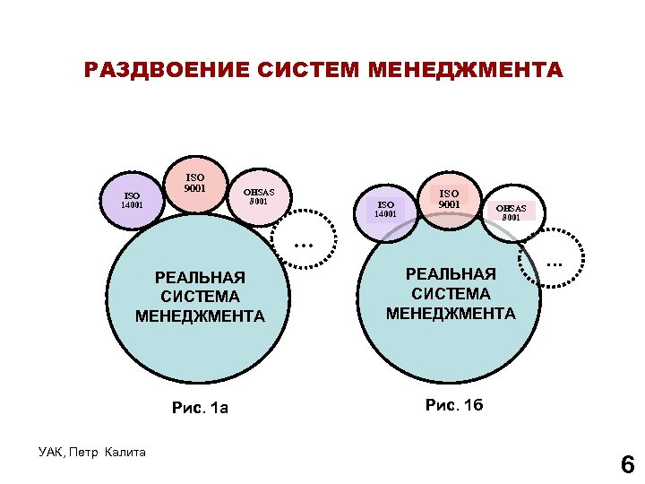 РАЗДВОЕНИЕ СИСТЕМ МЕНЕДЖМЕНТА ISO 14001 ISO 9001 OHSAS 8001 … РЕАЛЬНАЯ СИСТЕМА МЕНЕДЖМЕНТА Рис.