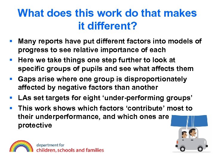 What does this work do that makes it different? § Many reports have put