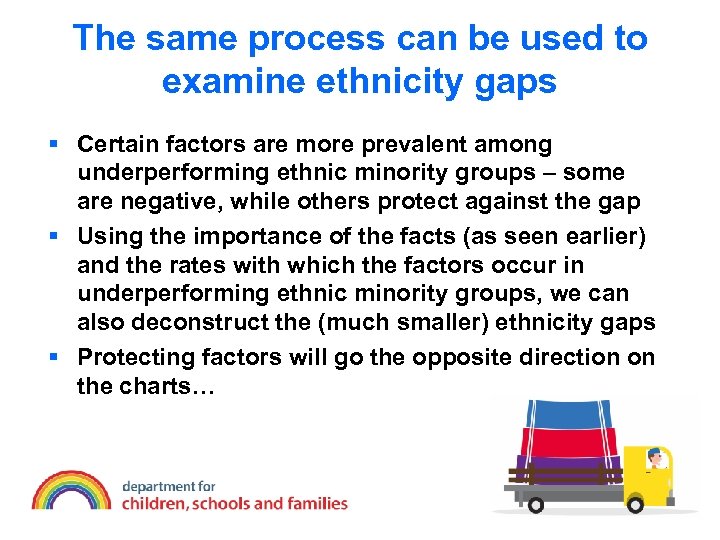The same process can be used to examine ethnicity gaps § Certain factors are