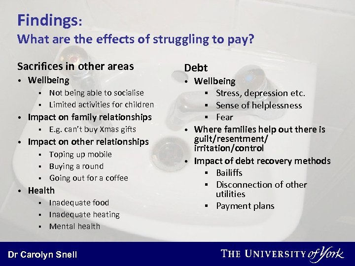 Findings: What are the effects of struggling to pay? Sacrifices in other areas •