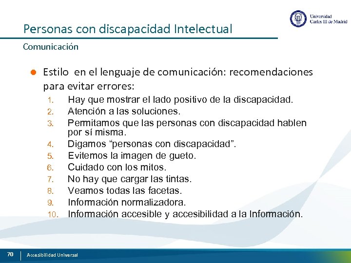 Personas con discapacidad Intelectual Comunicación l Estilo en el lenguaje de comunicación: recomendaciones para