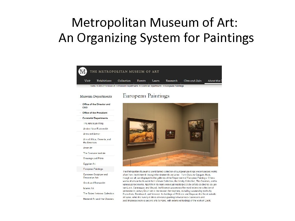 Metropolitan Museum of Art: An Organizing System for Paintings 