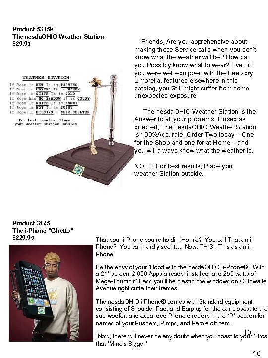 Product 53359 The nesda. OHIO Weather Station $29. 95 Friends, Are you apprehensive about