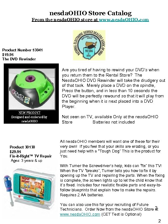 nesda. OHIO Store Catalog From the nesda. OHIO store at www. nesda. OHIO. com