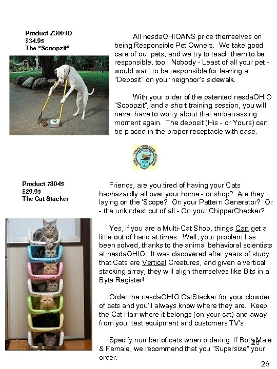 Product Z 3001 D $34. 95 The “Scoopzit” All nesda. OHIOANS pride themselves on