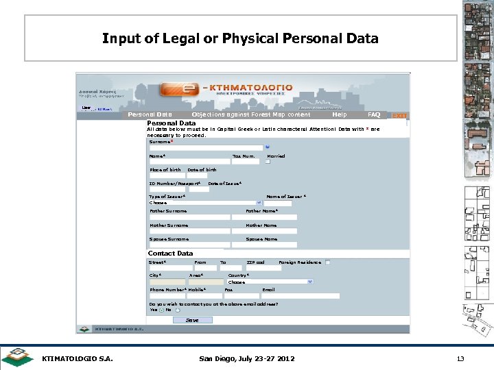 Input of Legal or Physical Personal Data User Personal Data Objections against Forest Map