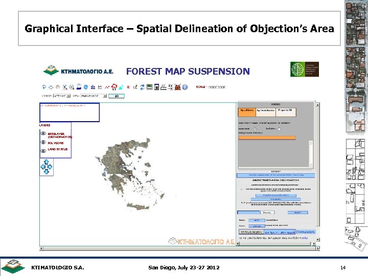 Graphical Interface – Spatial Delineation of Objection’s Area FOREST MAP SUSPENSION SCALE GO LAYERS