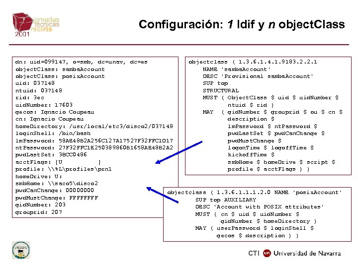 Configuración: 1 ldif y n object. Class objectclass ( 1. 3. 6. 1. 4.