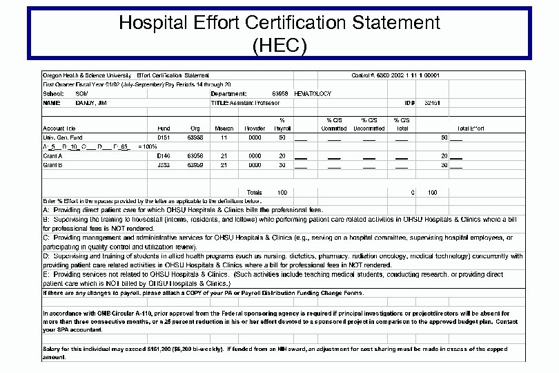 Hospital Effort Certification Statement (HEC) 