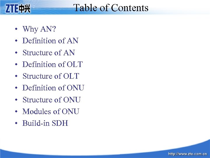 Table of Contents • • • Why AN? Definition of AN Structure of AN