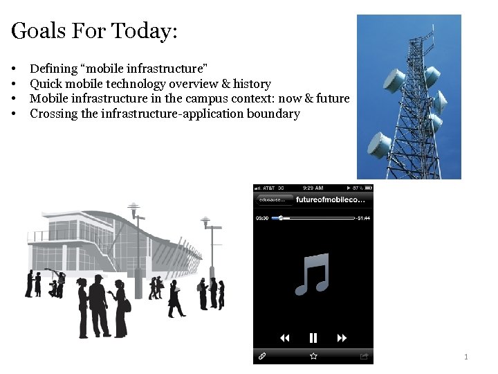 Goals For Today: • • Defining “mobile infrastructure” Quick mobile technology overview & history