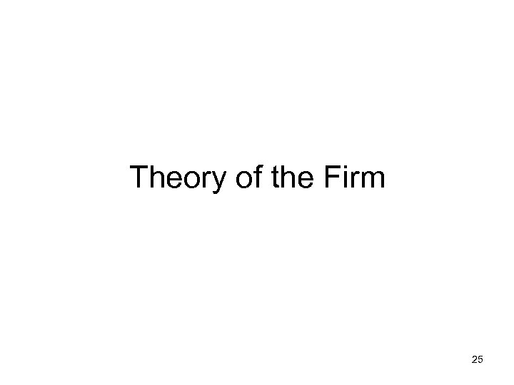 Theory of the Firm 25 