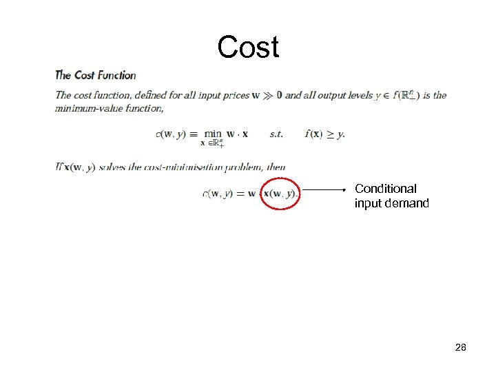 Cost Conditional input demand 28 