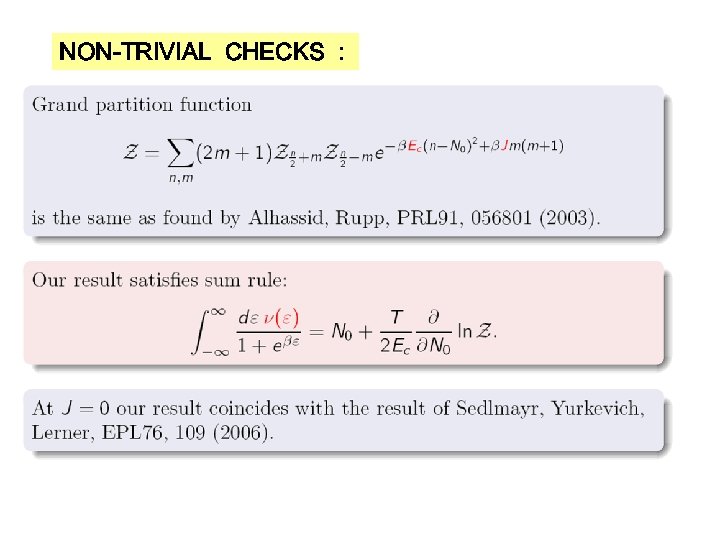 NON-TRIVIAL CHECKS : 