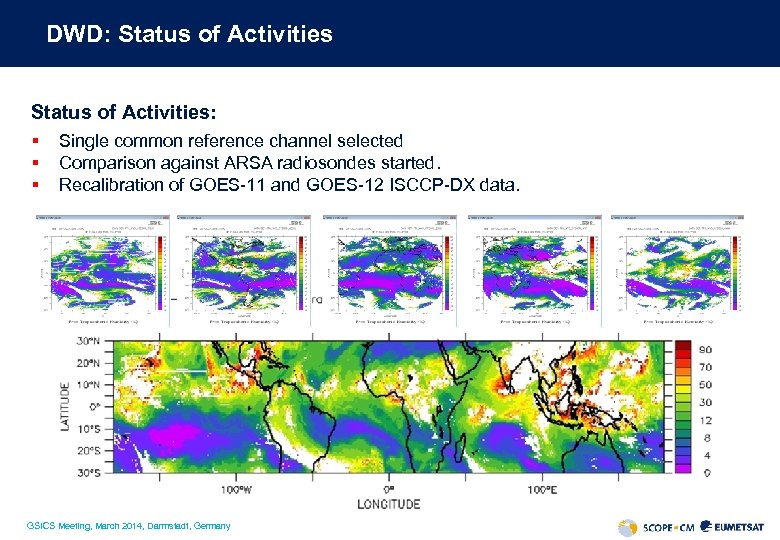 DWD: Status of Activities: § § § Single common reference channel selected Comparison against