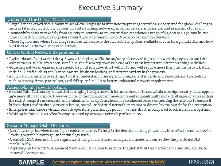Executive Summary Understand the Global Situation • Organizations experience a common set of challenges