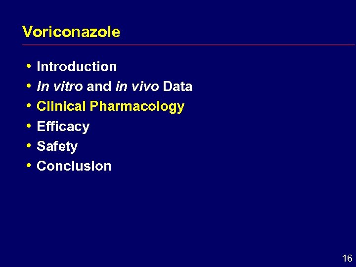 Voriconazole i Introduction i In vitro and in vivo Data i Clinical Pharmacology i