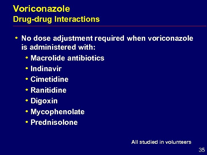 Voriconazole Drug-drug Interactions i No dose adjustment required when voriconazole is administered with: i