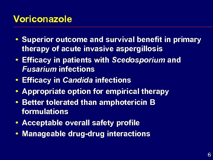 Voriconazole Superior outcome and survival benefit in primary therapy of acute invasive aspergillosis i