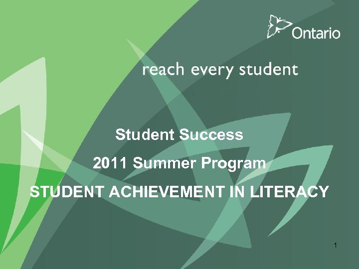 PUT TITLE HERE Student Success 2011 Summer Program STUDENT ACHIEVEMENT IN LITERACY NAME OF