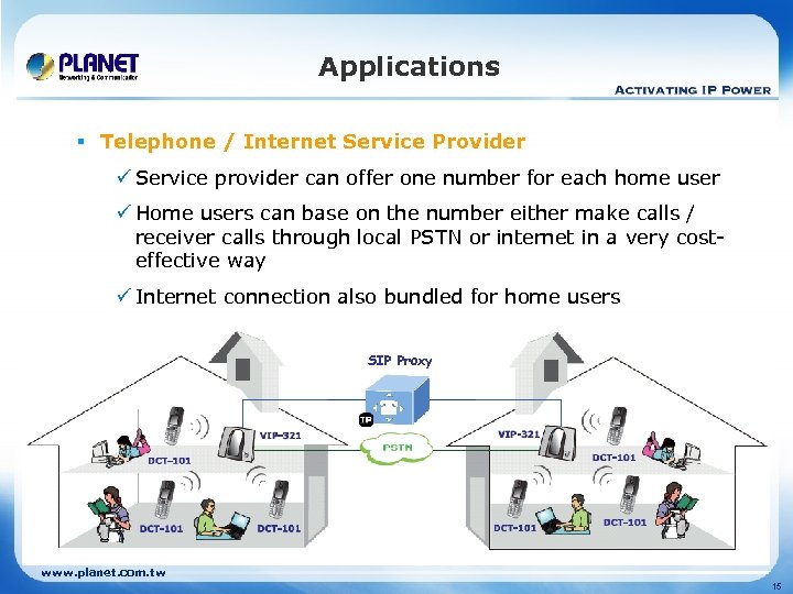 Applications § Telephone / Internet Service Provider ü Service provider can offer one number