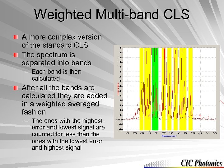 Weighted Multi-band CLS A more complex version of the standard CLS The spectrum is